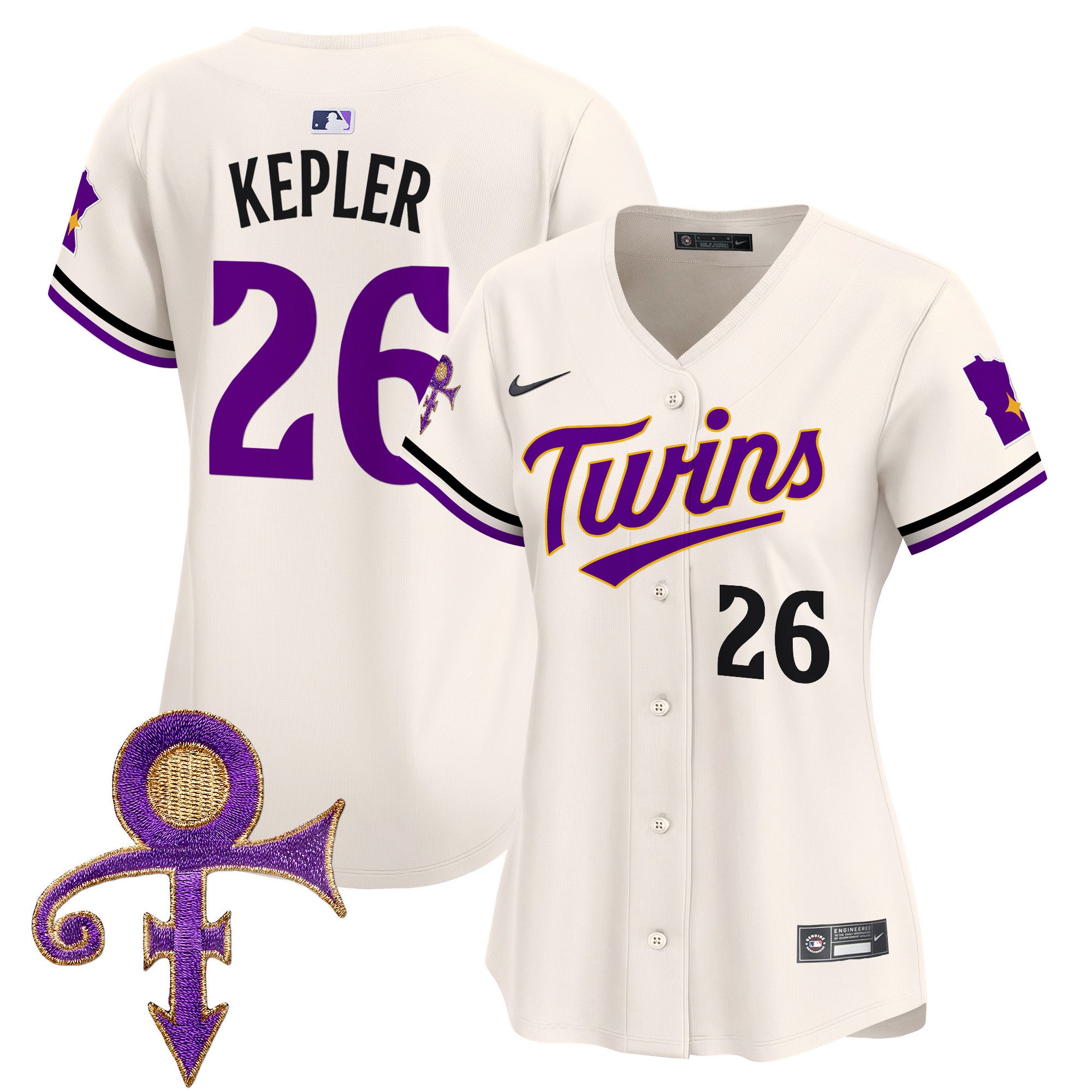 Women's Minnesota Twins Prince Patch Vapor Premier Limited Jersey V3 - All Stitched - Cream, Max Kepler