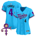Women's Minnesota Twins Prince Patch Vapor Premier Limited Jersey V3 - All Stitched - Light Blue, Carlos Correa