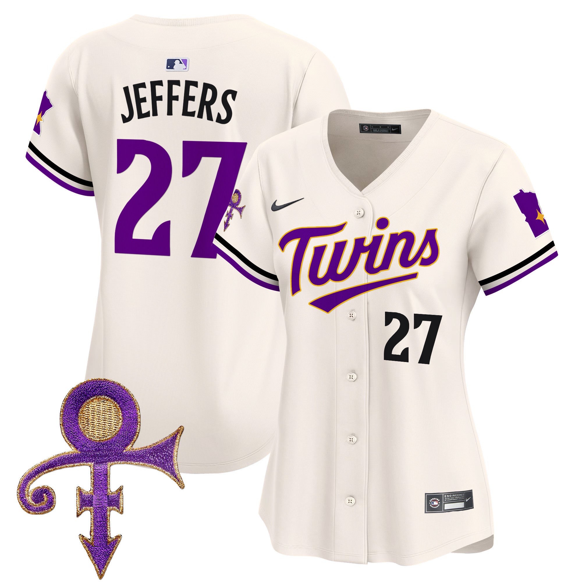 Women's Minnesota Twins Prince Patch Vapor Premier Limited Jersey V3 - All Stitched - Cream, Ryan Jeffers