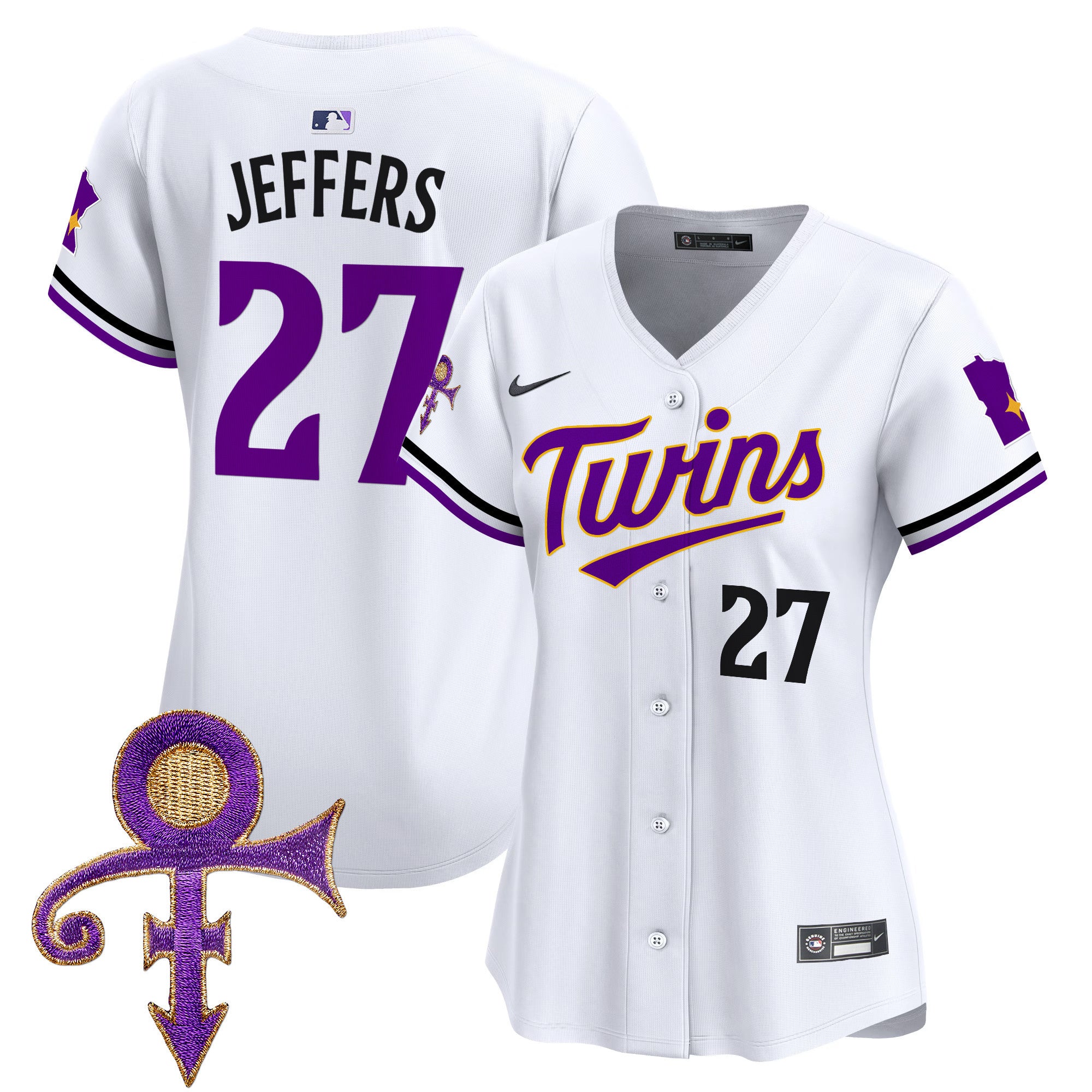 Women's Minnesota Twins Prince Patch Vapor Premier Limited Jersey V3 - All Stitched - White, Ryan Jeffers