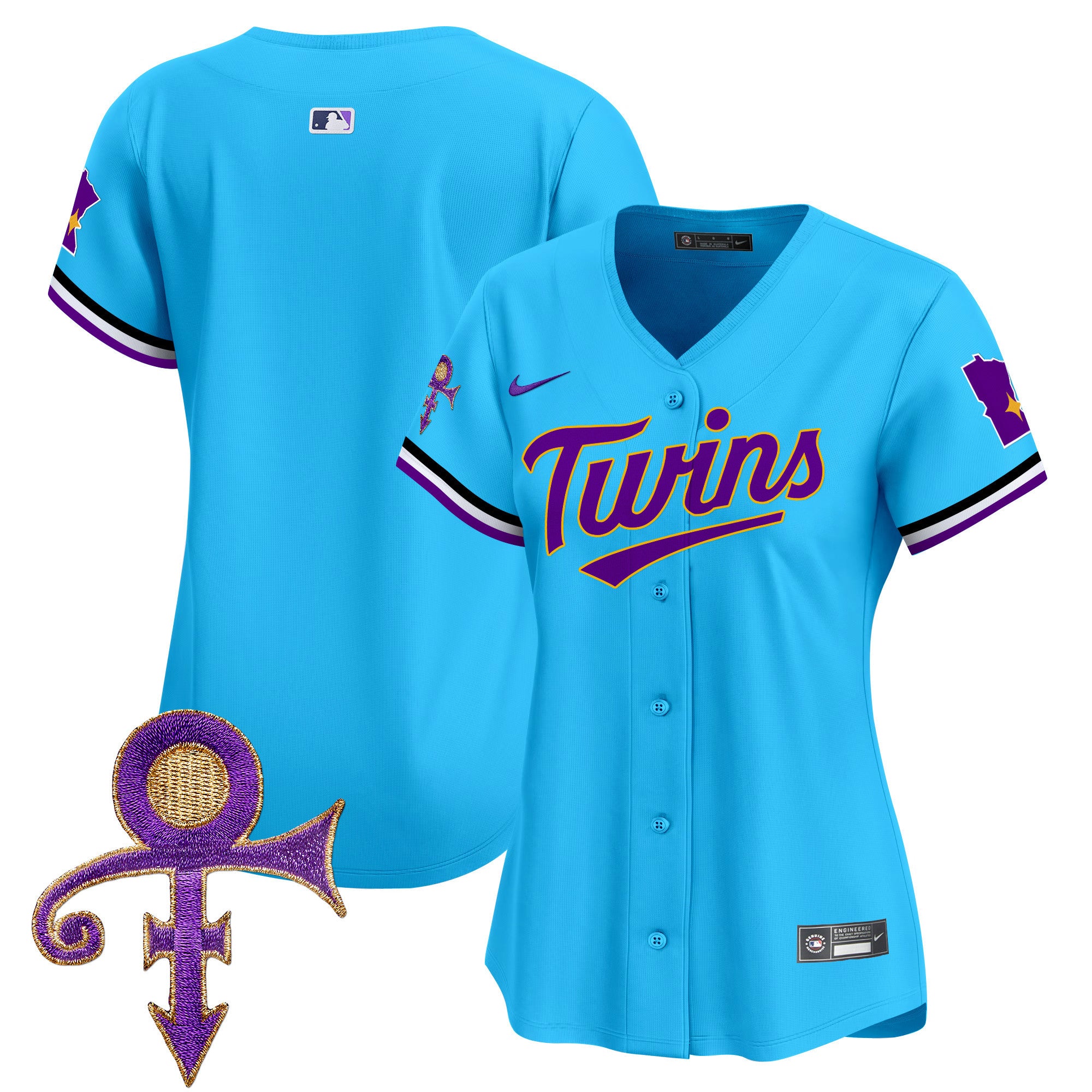 Women's Minnesota Twins Prince Patch Vapor Premier Limited Jersey V3 - All Stitched - Light Blue, Team