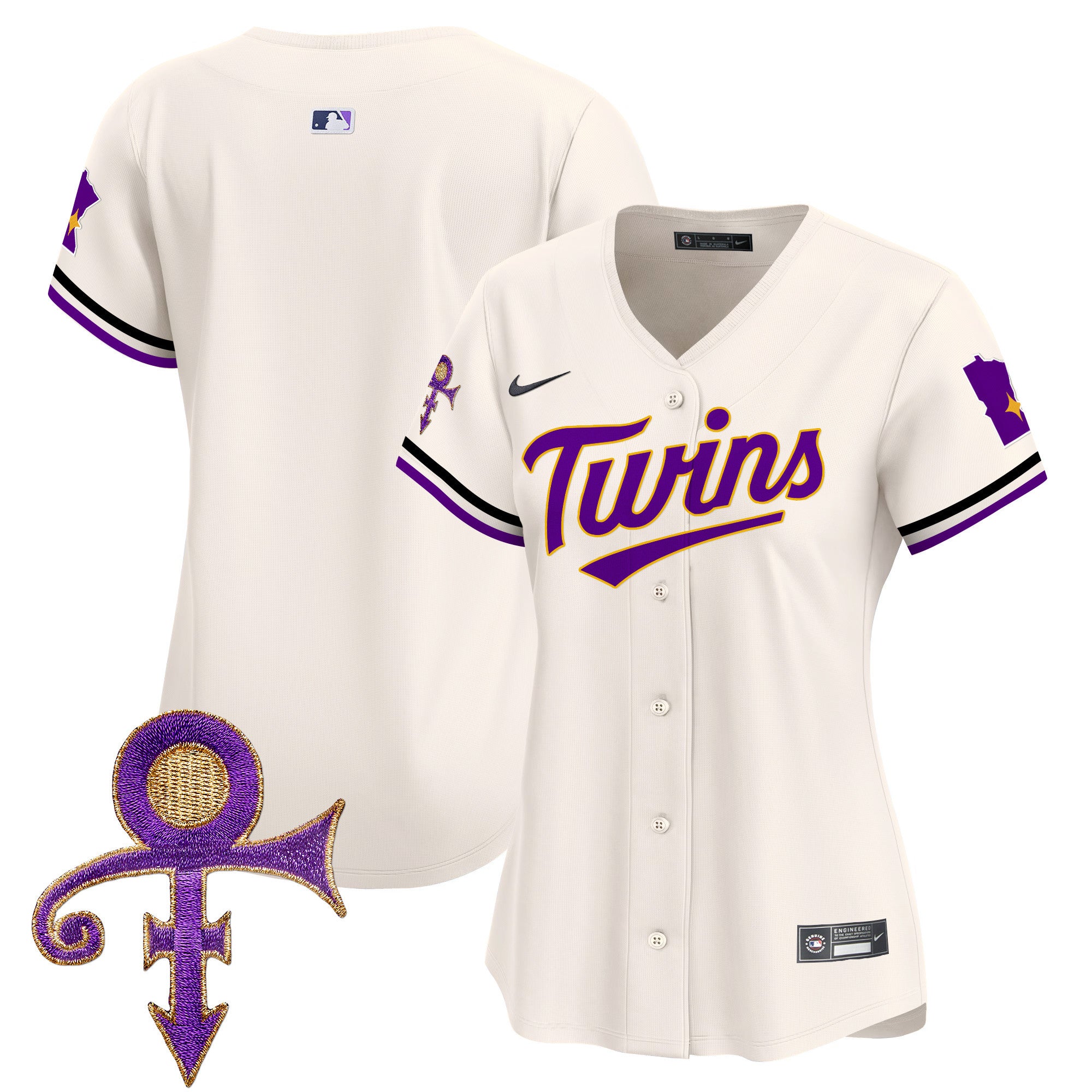 Women's Minnesota Twins Prince Patch Vapor Premier Limited Jersey V3 - All Stitched - Cream, Team