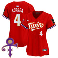 Women's Minnesota Twins Prince Patch Vapor Premier Limited Jersey V3 - All Stitched - Red, Carlos Correa