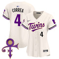 Women's Minnesota Twins Prince Patch Vapor Premier Limited Jersey V3 - All Stitched - Cream, Carlos Correa