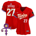 Women's Minnesota Twins Prince Patch Vapor Premier Limited Jersey V3 - All Stitched - Red, Ryan Jeffers