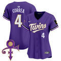 Women's Minnesota Twins Prince Patch Vapor Premier Limited Jersey V3 - All Stitched - Purple, Carlos Correa