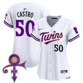 Women's Minnesota Twins Prince Patch Vapor Premier Limited Jersey V3 - All Stitched - White, Willi Castro