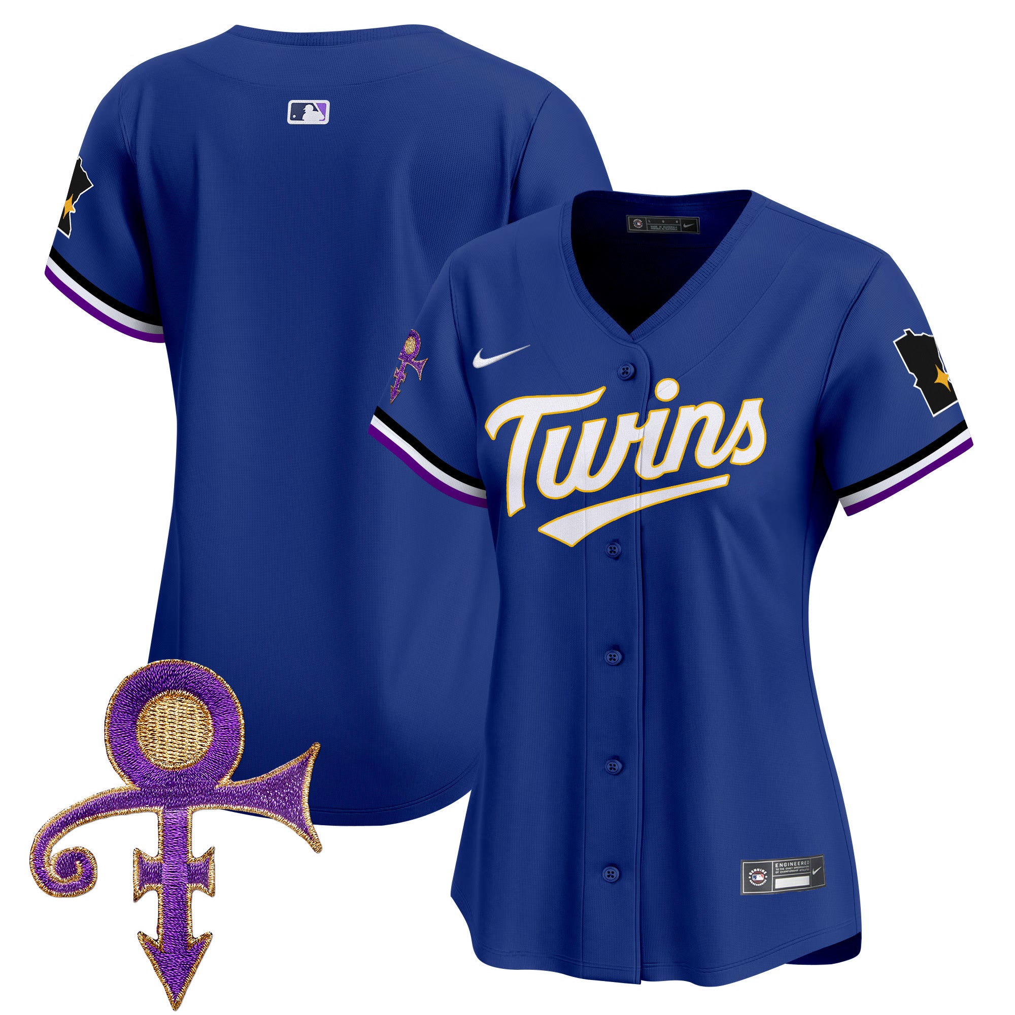 Women's Minnesota Twins Prince Patch Vapor Premier Limited Jersey V3 - All Stitched - Royal, Team