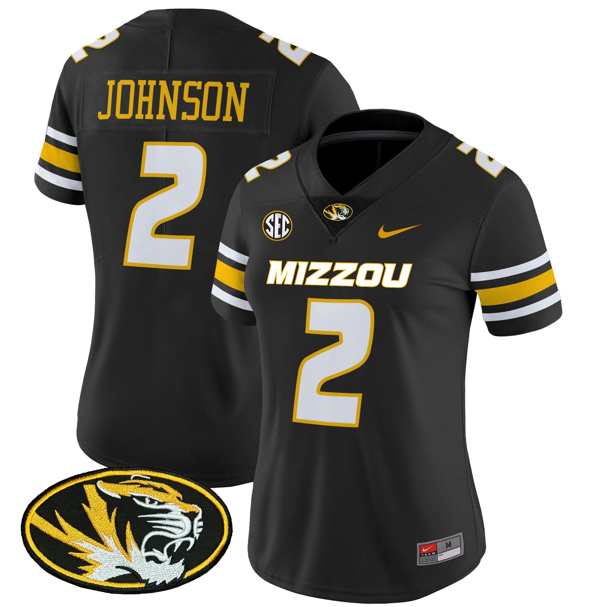 Women's Missouri Tigers Vapor Limited Jersey - All Stitched - Black, Marquis Johnson