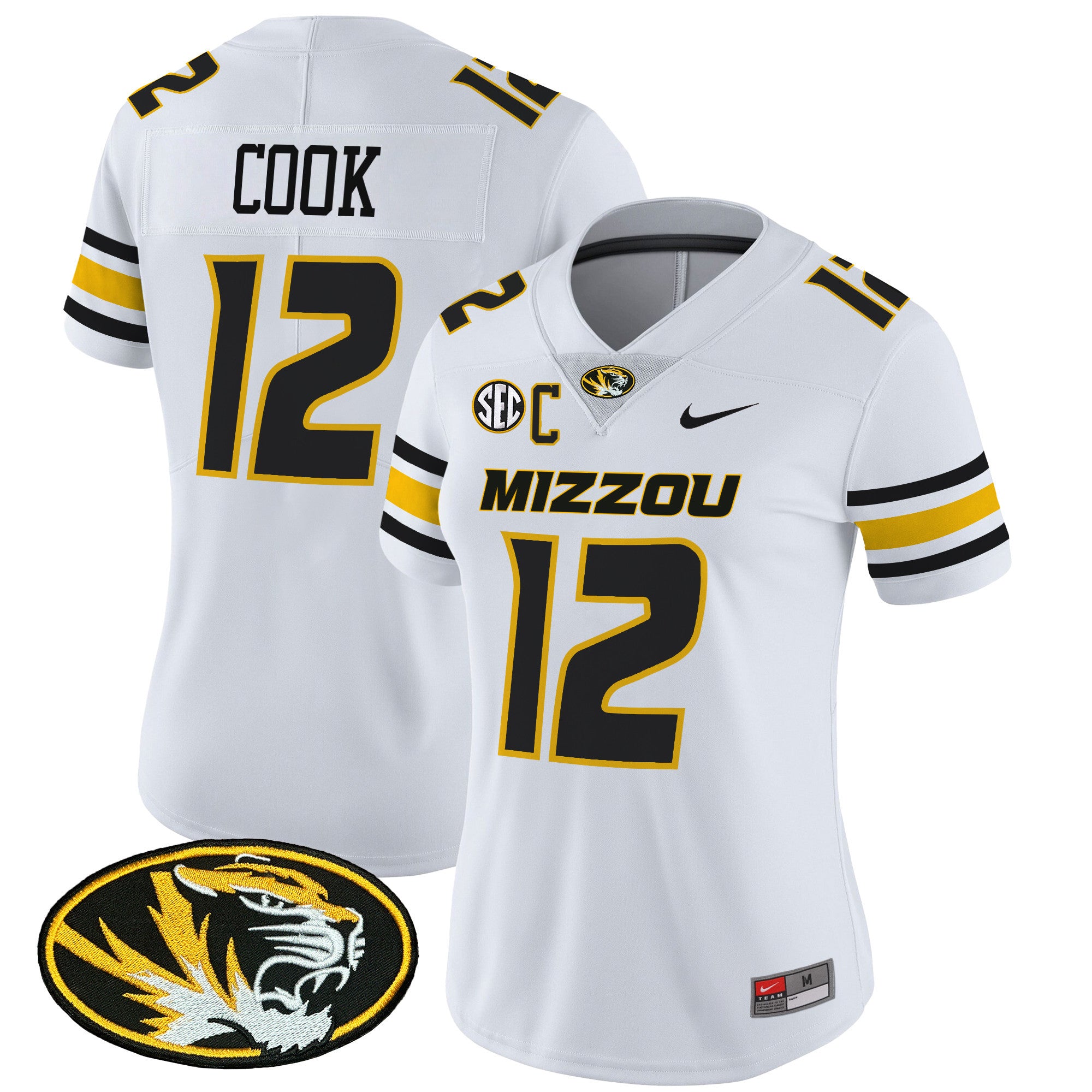 Women's Missouri Tigers Vapor Limited Jersey - All Stitched - White, Brady Cook