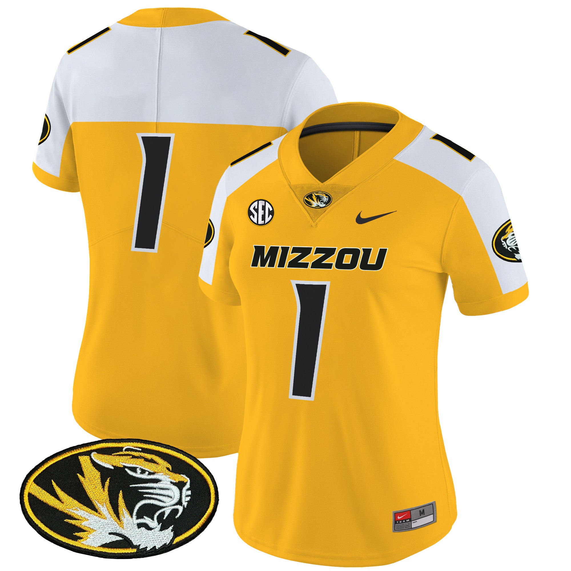 Women's Missouri Tigers Vapor Limited Jersey - All Stitched - Gold Alternate, #1 Team