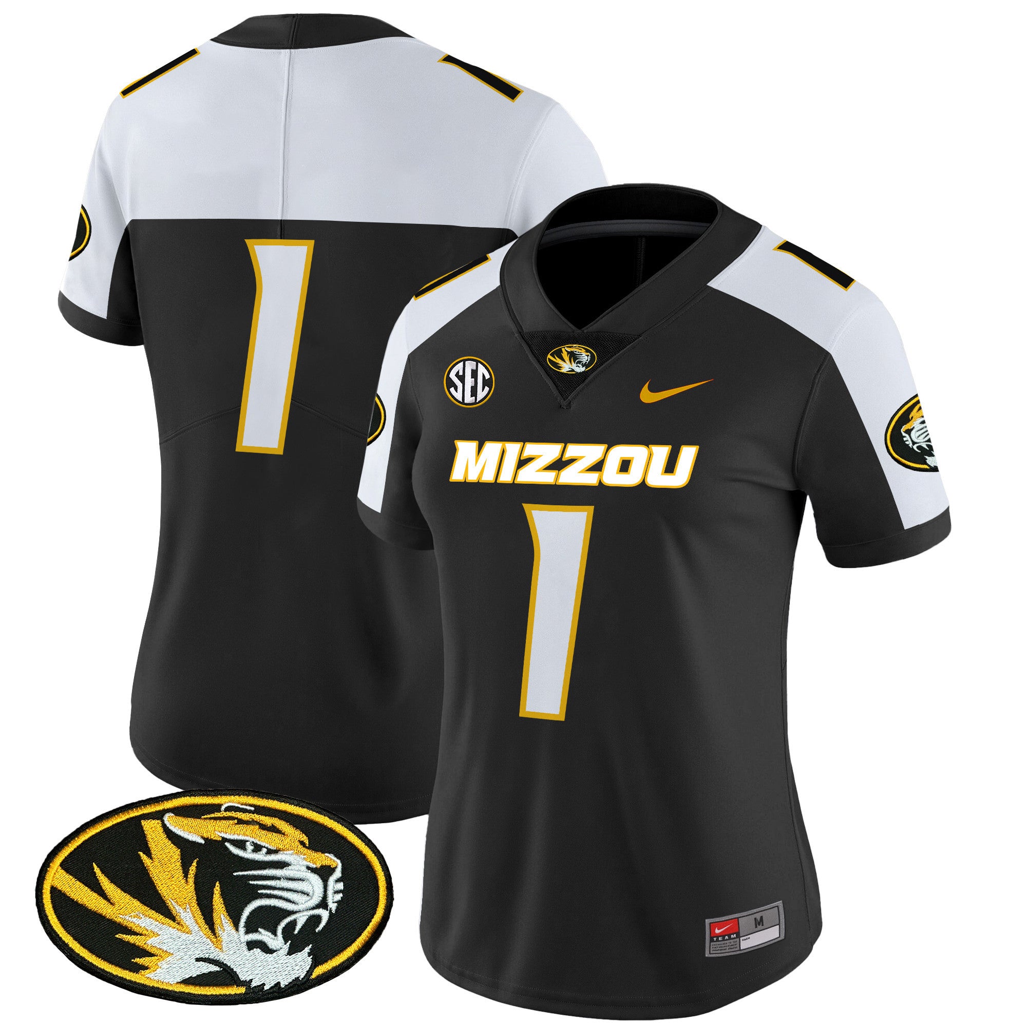 Women's Missouri Tigers Vapor Limited Jersey - All Stitched - Black Alternate, #1 Team