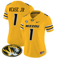 Women's Missouri Tigers Vapor Limited Jersey - All Stitched - Gold, Theo Wease Jr
