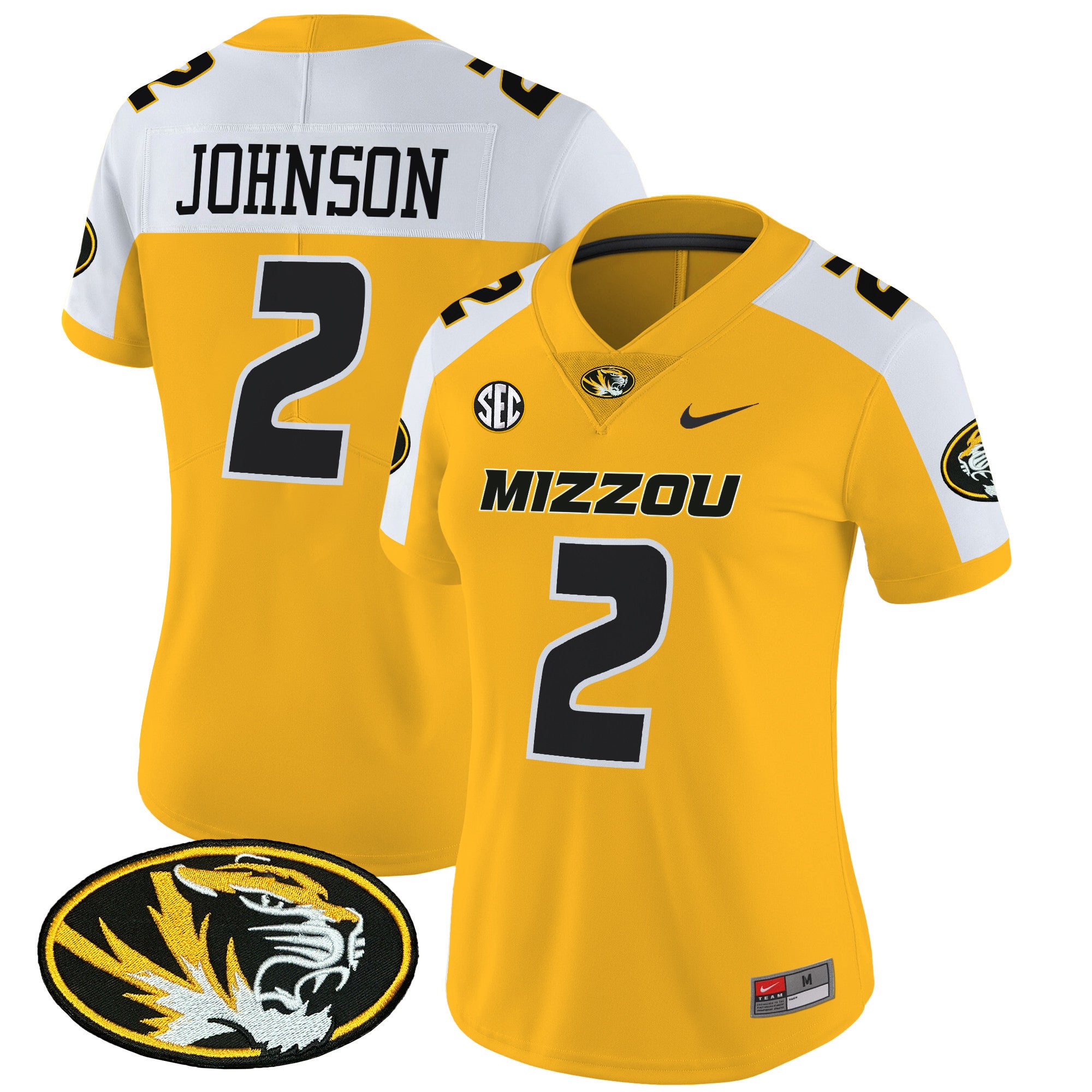Women's Missouri Tigers Vapor Limited Jersey - All Stitched - Gold Alternate, Marquis Johnson