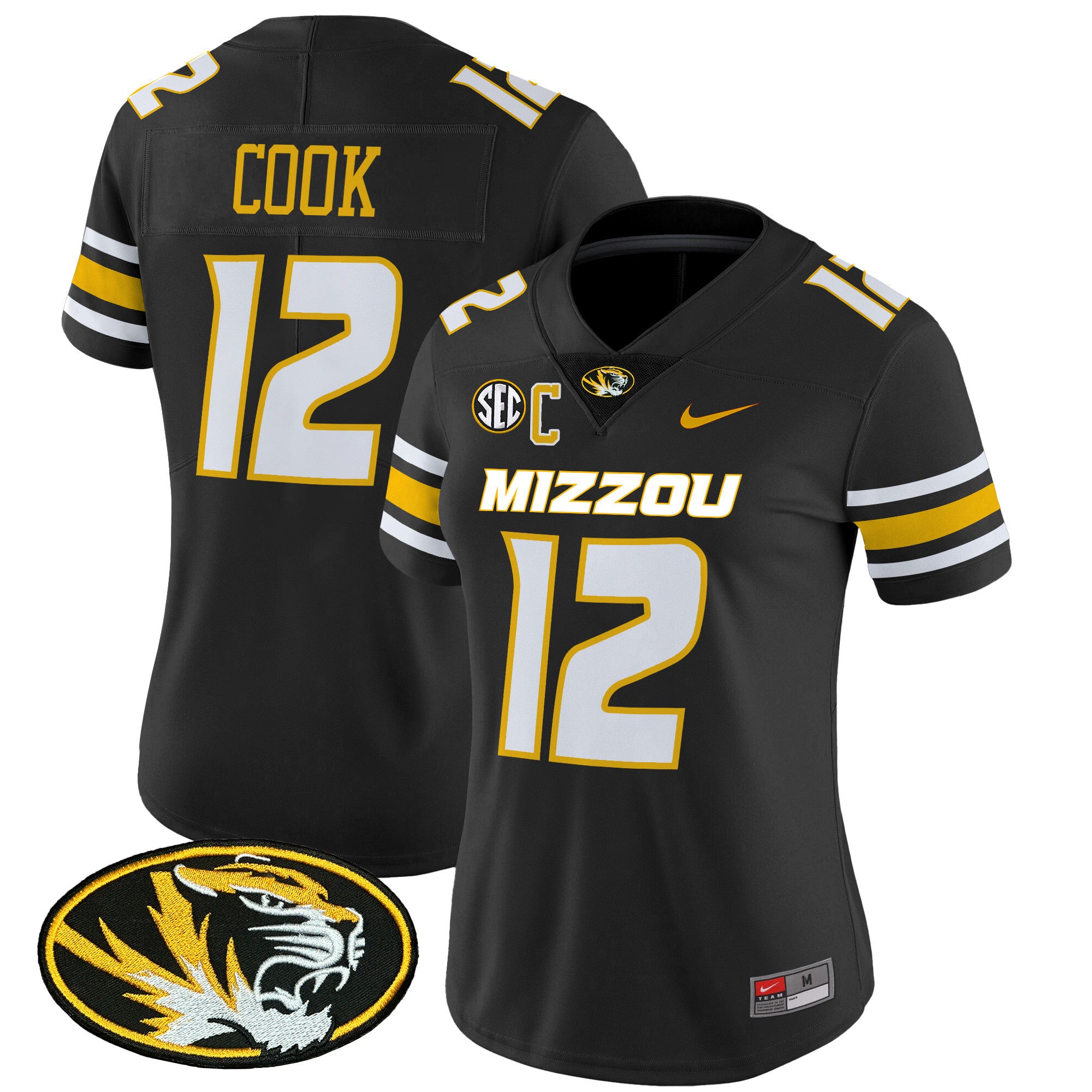Women's Missouri Tigers Vapor Limited Jersey - All Stitched - Black, Brady Cook