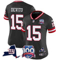 Women's New York Giants 100th Season & State Patch Vapor Limited Jersey - All Stitched - Black, Tommy DeVito