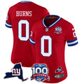 Women's New York Giants 100th Season & State Patch Vapor Limited Jersey - All Stitched - Red, Brian Burns