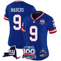 Women's New York Giants 100th Season & State Patch Vapor Limited Jersey - All Stitched - Royal, Malik Nabers