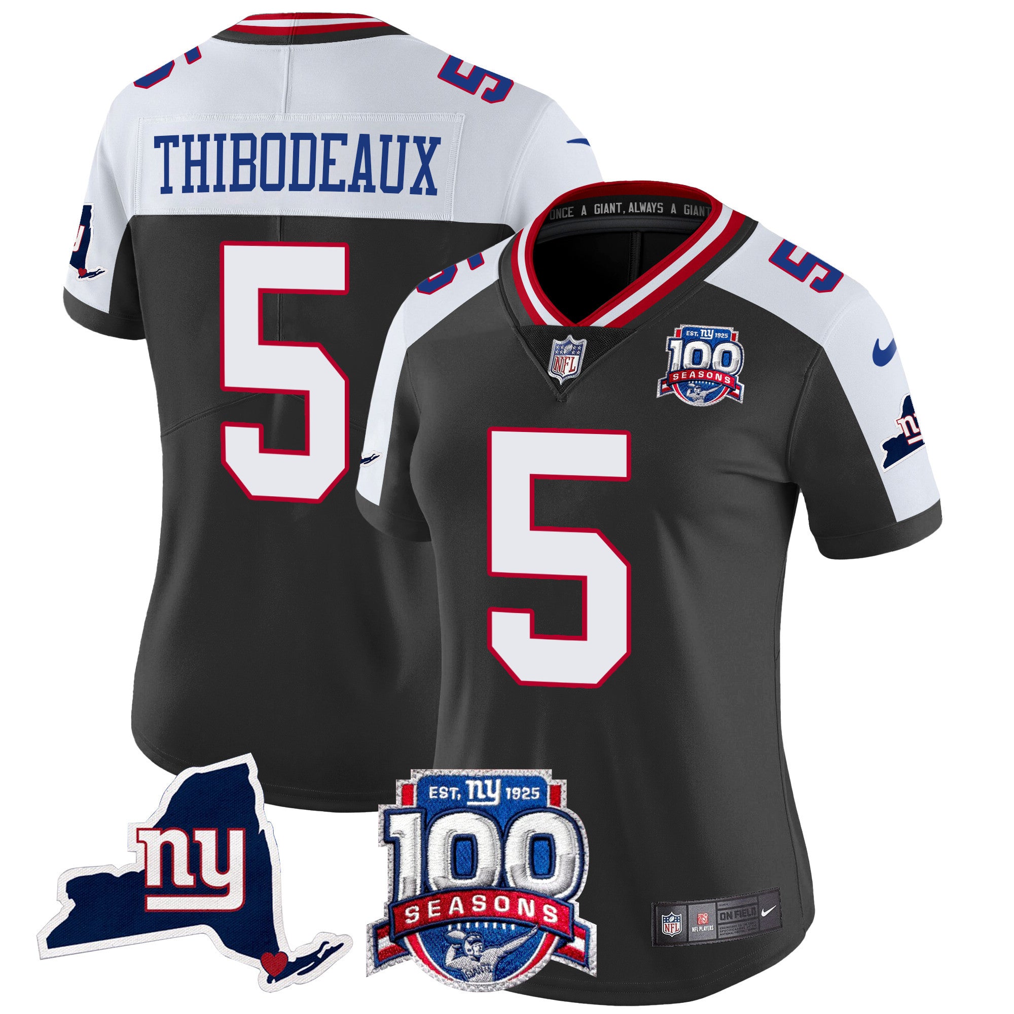 Women's New York Giants 100th Season & State Patch Vapor Limited Jersey - All Stitched - Black Alternate, Kayvon Thibodeaux