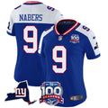 Women's New York Giants 100th Season & State Patch Vapor Limited Jersey - All Stitched - Royal Alternate, Malik Nabers
