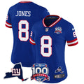 Women's New York Giants 100th Season & State Patch Vapor Limited Jersey - All Stitched - Royal, Daniel Jones
