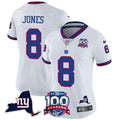 Women's New York Giants 100th Season & State Patch Vapor Limited Jersey - All Stitched - White, Daniel Jones