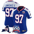 Women's New York Giants 100th Season & State Patch Vapor Limited Jersey - All Stitched - Royal Alternate, Dexter Lawrence II