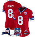 Women's New York Giants 100th Season & State Patch Vapor Limited Jersey - All Stitched - Red, Daniel Jones
