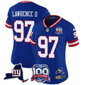 Women's New York Giants 100th Season & State Patch Vapor Limited Jersey - All Stitched - Royal, Dexter Lawrence II