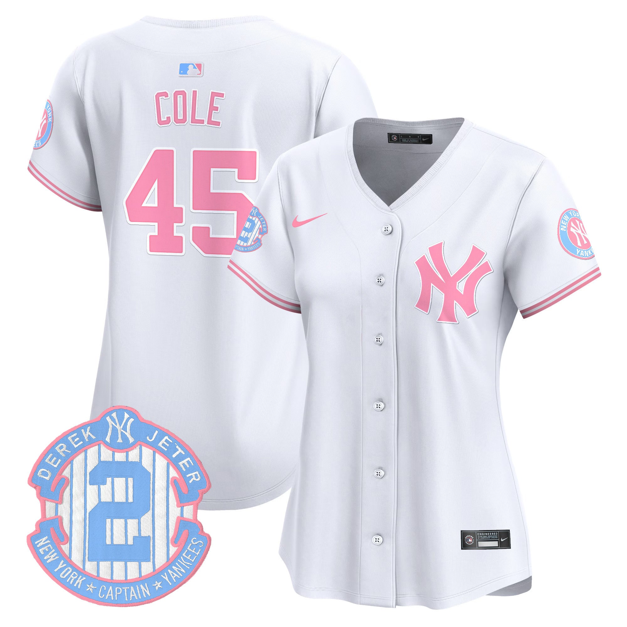 Women's New York Yankees Bubblegum Pink Vapor Premier Limited Jersey - All Stitched - White, Gerrit Cole
