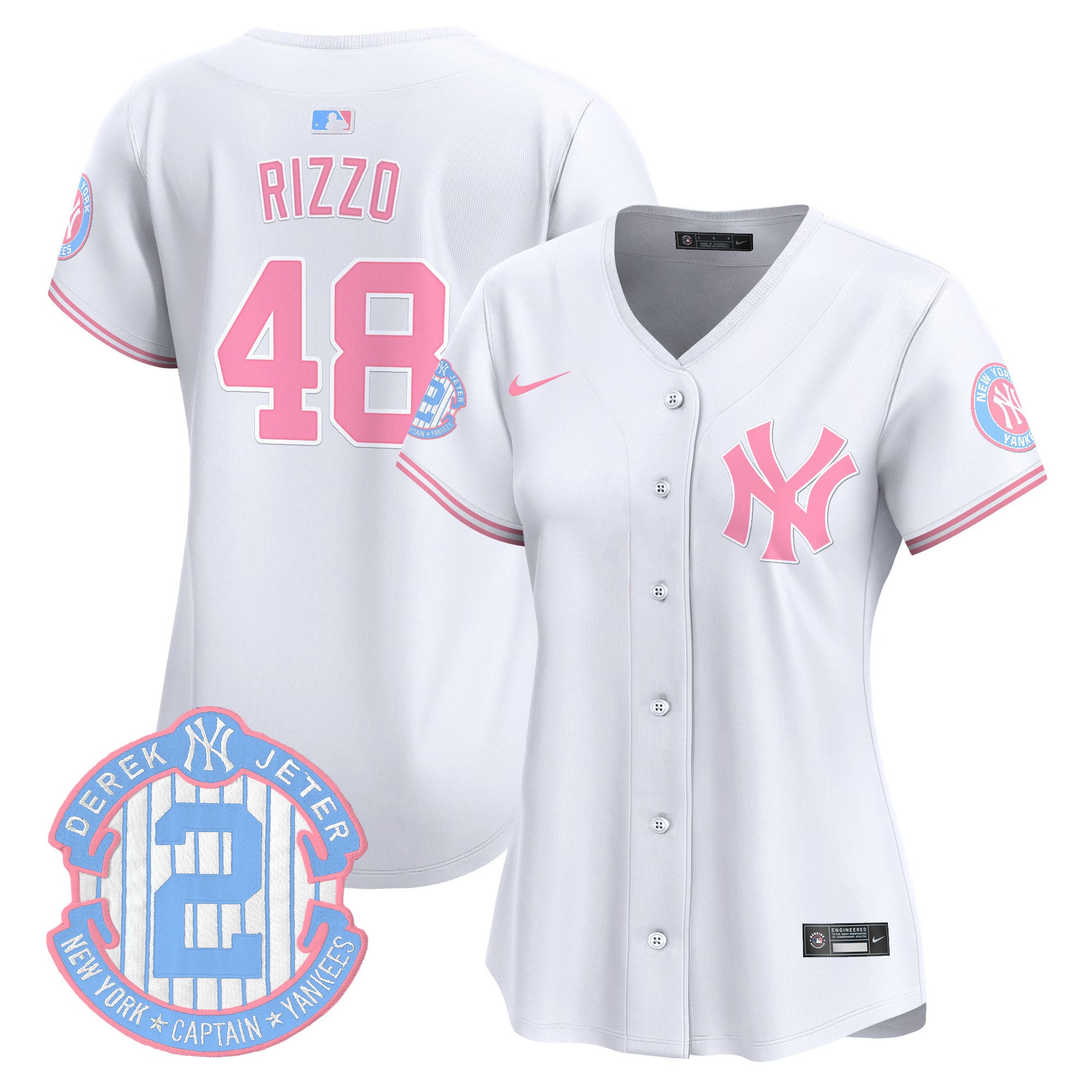 Women's New York Yankees Bubblegum Pink Vapor Premier Limited Jersey - All Stitched - White, Anthony Rizzo
