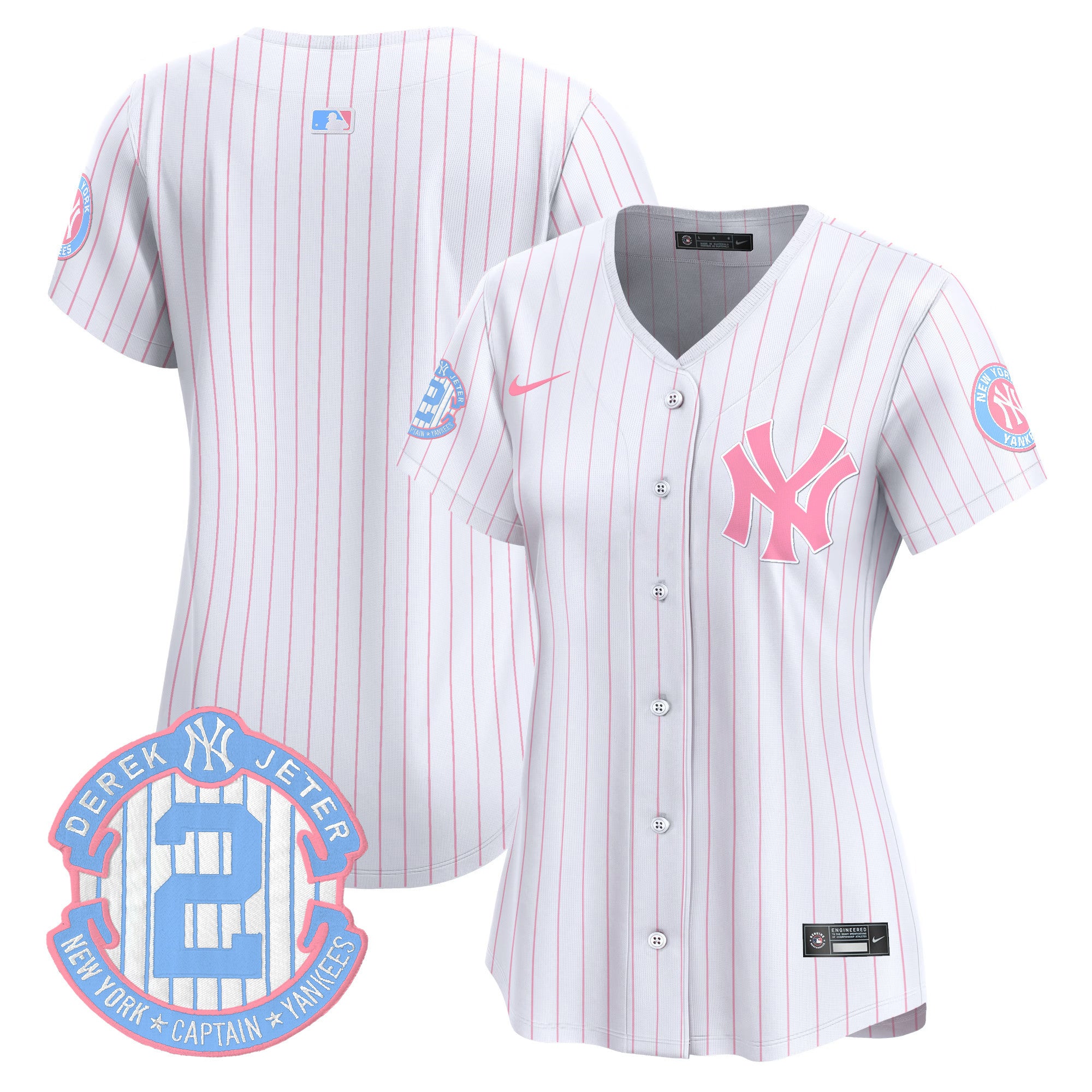 Women's New York Yankees Bubblegum Pink Vapor Premier Limited Jersey - All Stitched - Pinstripe, Team