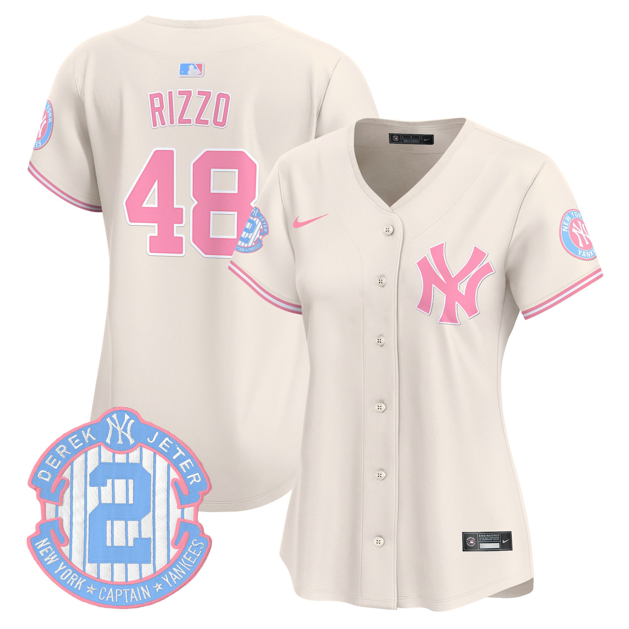 Women's New York Yankees Bubblegum Pink Vapor Premier Limited Jersey - All Stitched - Cream, Anthony Rizzo