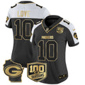 Women's Packers 100th Season & Home Patch Gold Vapor Limited Jersey - All Stitched