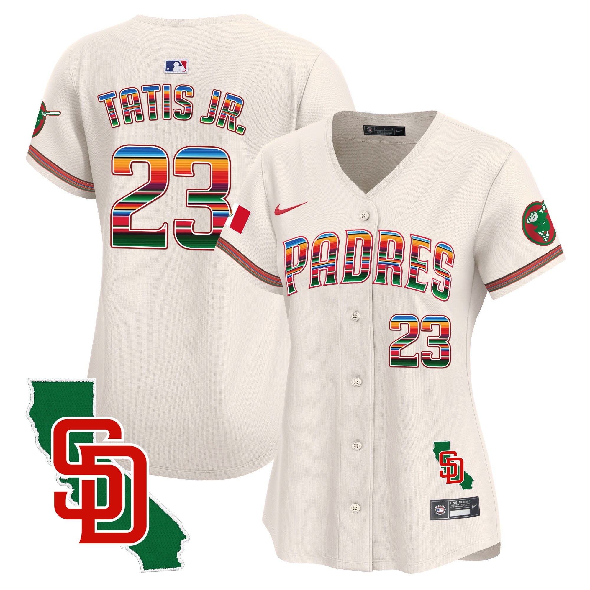 Women's Padres Mexico California Patch Vapor Premier Limited Jersey - All Stitched - Cream, Fernando Tatis Jr.