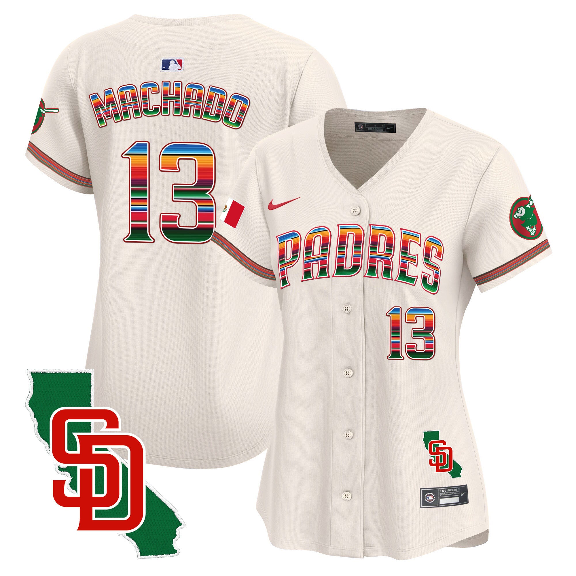 Women's Padres Mexico California Patch Vapor Premier Limited Jersey - All Stitched - Cream, Manny Machado