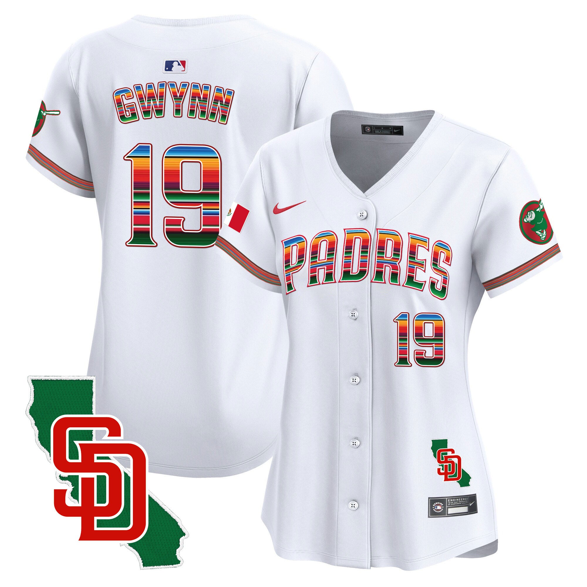 Women's Padres Mexico California Patch Vapor Premier Limited Jersey - All Stitched - White, Tony Gwynn