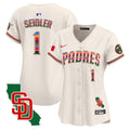Women's Padres Mexico California Patch Vapor Premier Limited Jersey - All Stitched - Cream, Peter Seidler