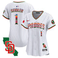 Women's Padres Mexico California Patch Vapor Premier Limited Jersey - All Stitched - Pinstripe, Peter Seidler