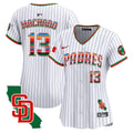Women's Padres Mexico California Patch Vapor Premier Limited Jersey - All Stitched - Pinstripe, Manny Machado