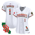 Women's Padres Mexico California Patch Vapor Premier Limited Jersey - All Stitched - White, Peter Seidler