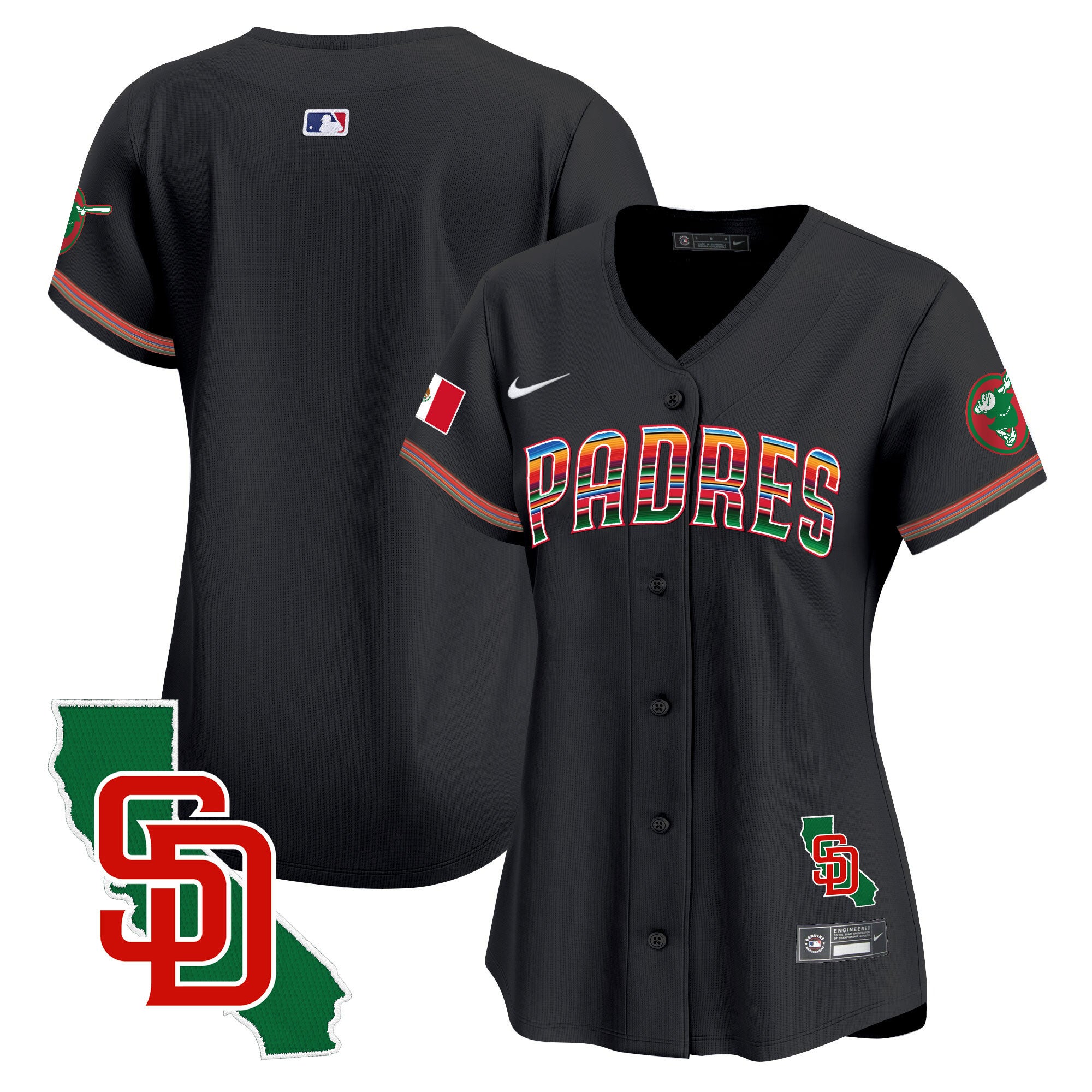 Women's Padres Mexico California Patch Vapor Premier Limited Jersey - All Stitched - Black, Team