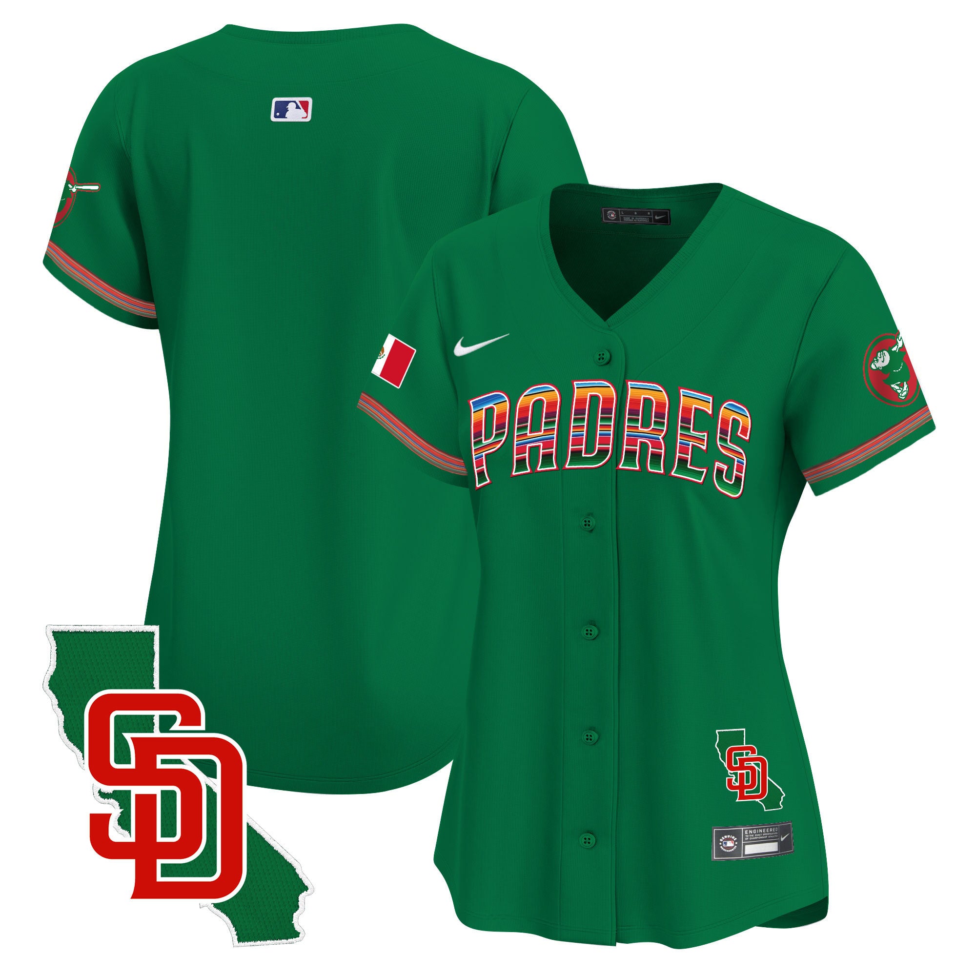 Women's Padres Mexico California Patch Vapor Premier Limited Jersey - All Stitched - Green, Team