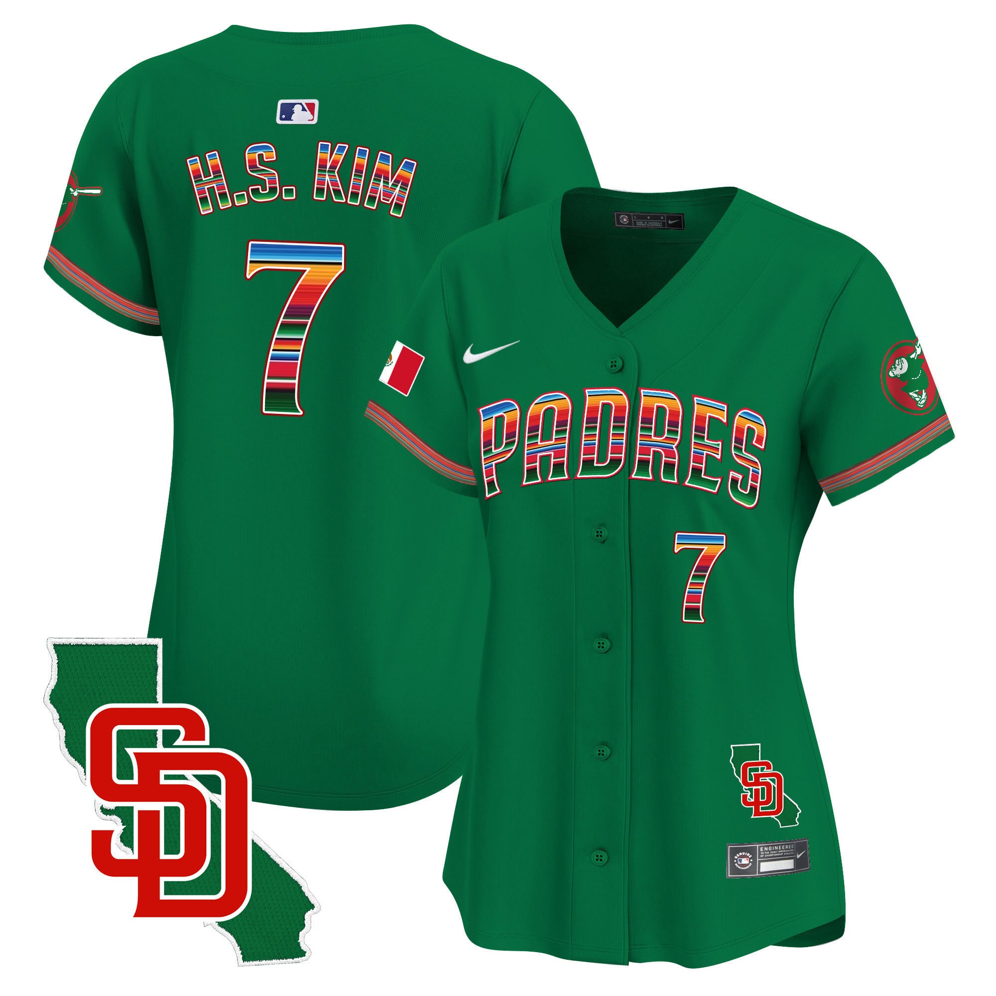 Women's Padres Mexico California Patch Vapor Premier Limited Jersey - All Stitched - Green, Ha-Seong Kim