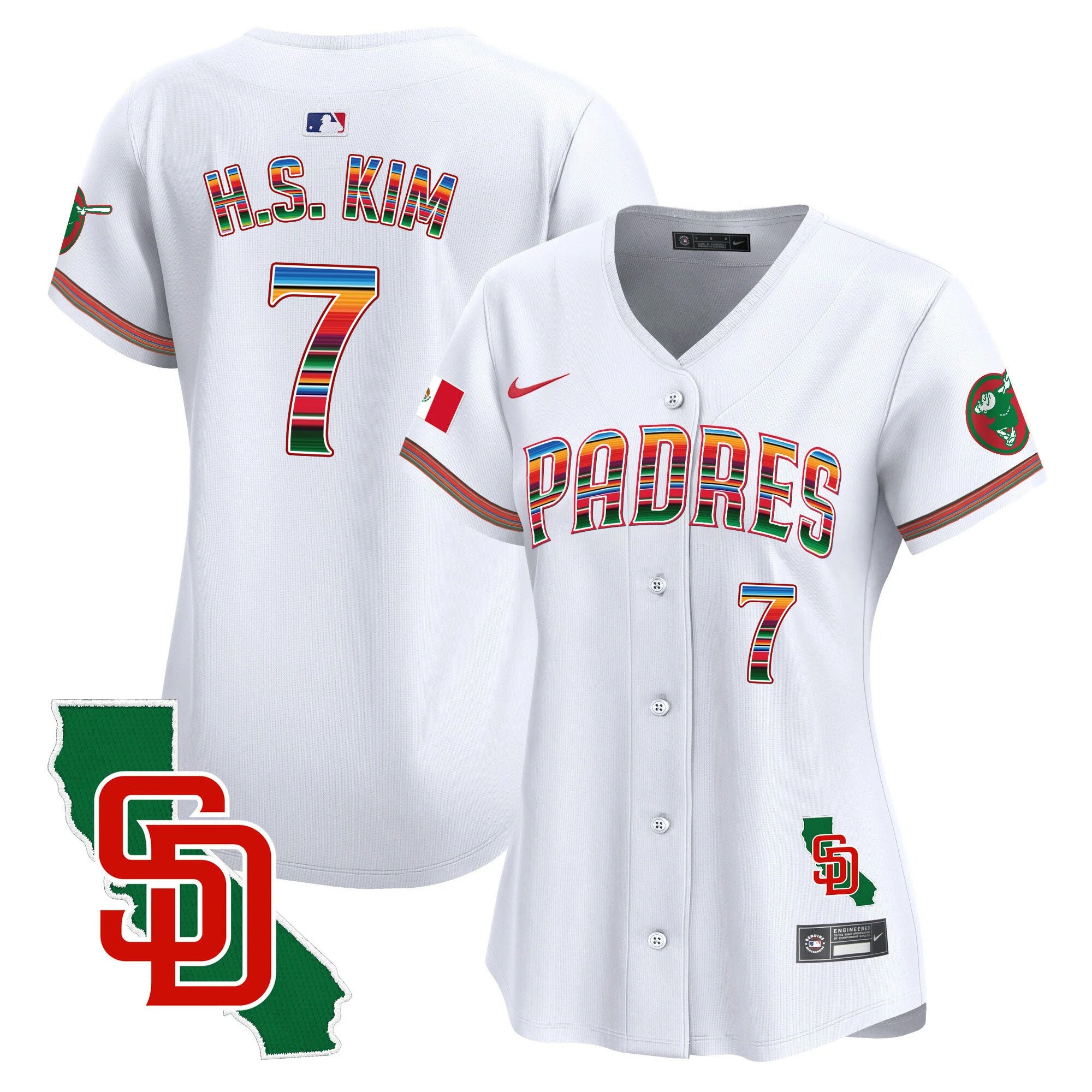 Women's Padres Mexico California Patch Vapor Premier Limited Jersey - All Stitched - White, Ha-Seong Kim