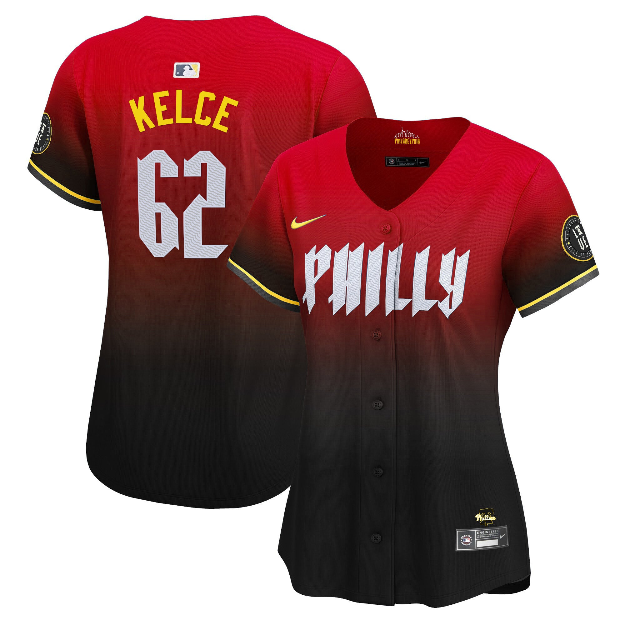 Women's Phillies 2024 City Connect Vapor Premier Limited Jersey - All Stitched - Red, Jason Kelce
