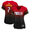 Women's Phillies 2024 City Connect Vapor Premier Limited Jersey - All Stitched - Red, Trea Turner