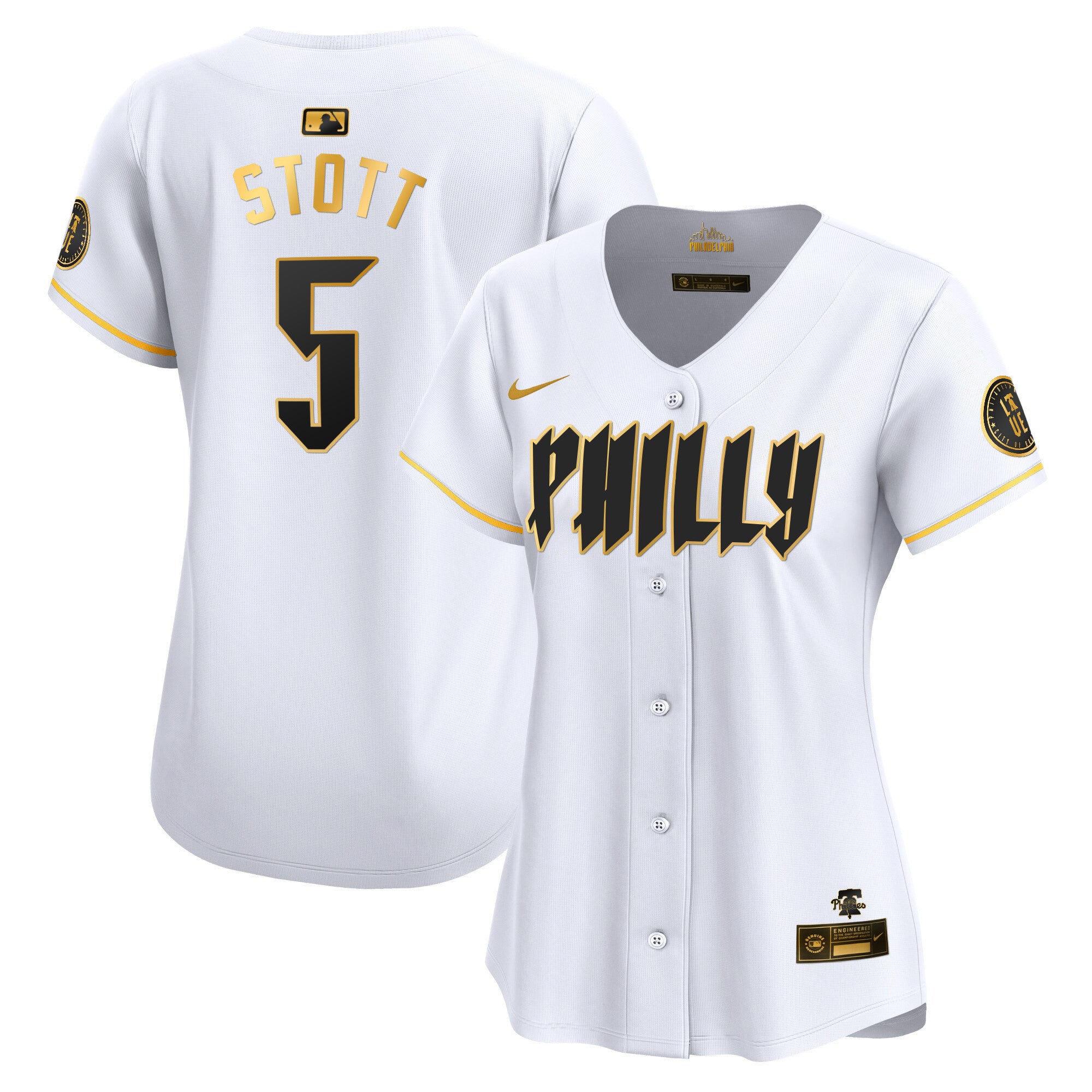 Women's Phillies 2024 City Connect Vapor Premier Limited Jersey - All Stitched - White Gold, Bryson Stott