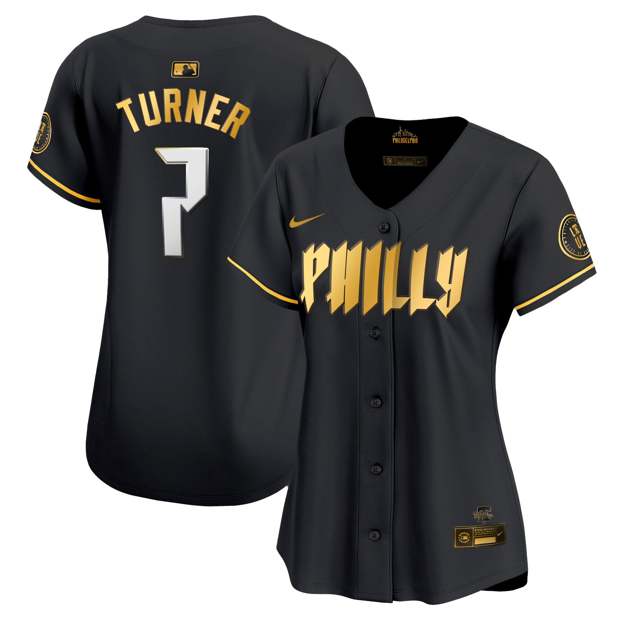 Women's Phillies 2024 City Connect Vapor Premier Limited Jersey - All Stitched - Black Gold, Trea Turner