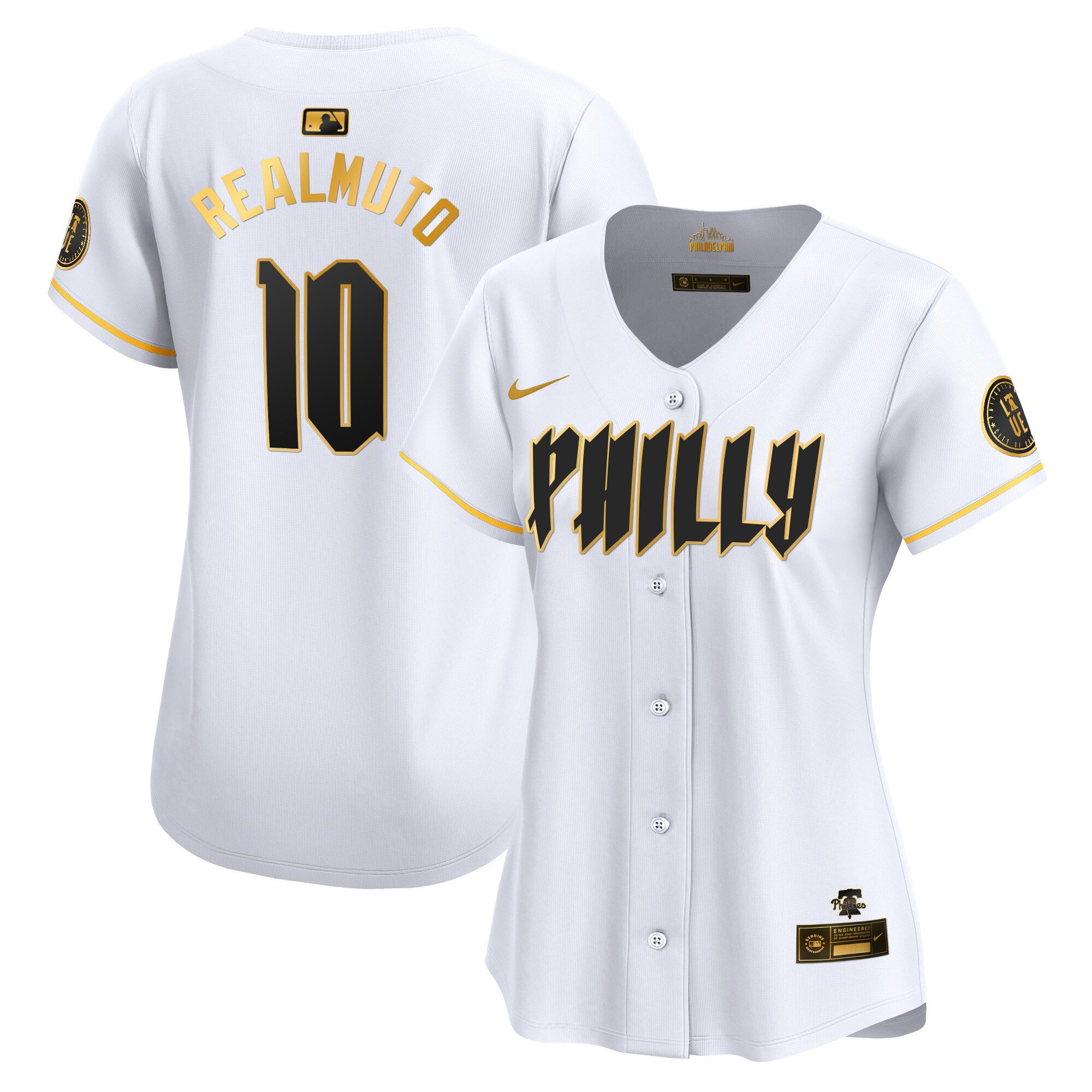 Women's Phillies 2024 City Connect Vapor Premier Limited Jersey - All Stitched - White Gold, J.T.Realmuto